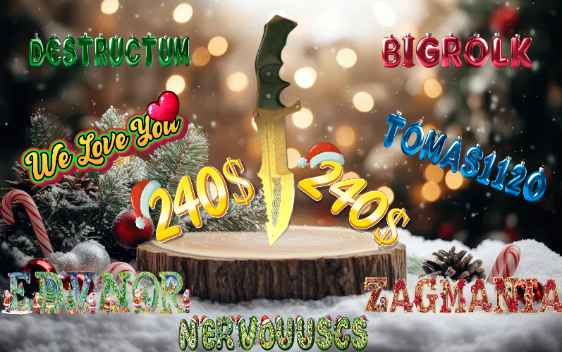 Destructum's tweet photo. 🎄2024 Christmas Community Giveaway🎄

🎁240$ Huntsman Lore Knife FT 

✅Follow @Destructum @BigRolk  @EdvNor  @Tomas1120_  @Zagmania_  @NervouusCS 
☑️Retweet /Tag your potatoes friends

⏰End on the 01 January
#CS2 #CS2Giveaway  #CSGO https://t.co/RGKGCaMpTN