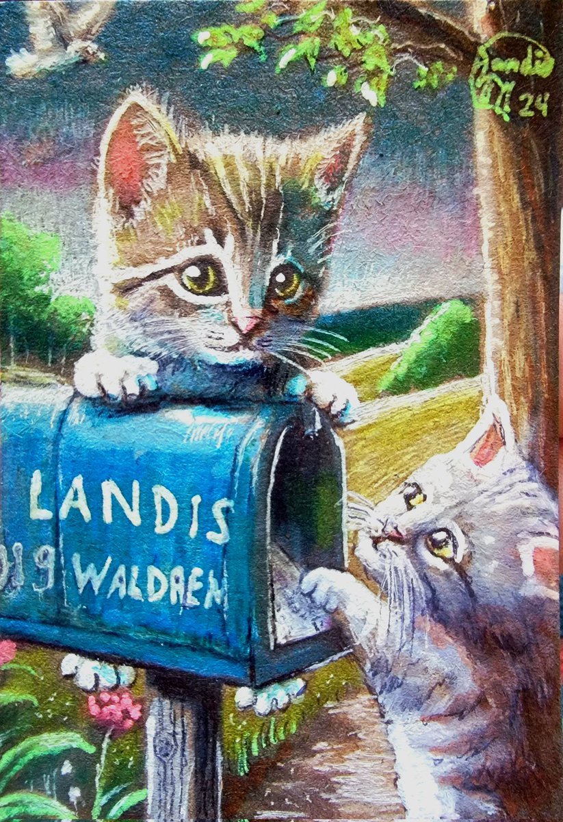 JacobMLandis's tweet photo. #cats #catfamilies #catfamily #kitty #hellokitty #Japan #kitten #cutekitten #USPS #mail #mailbox #TolakKenaikanPPN #Whimsical #NFAC #ACEO #ATC #art #artist #Landis #animals #cuteanimals #Caturday #catsolhat #CAT2024 #kittykawaiilivexcharlotte #kittyxkum #KittenScott #miniature https://t.co/LIhllhqFTi