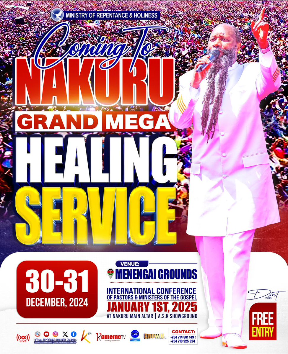 makenalex's tweet photo. 9️⃣ days to the Nakuru Grand Mega Healing Service.

Welcome ALL with your sick. https://t.co/z4etrHaTnY