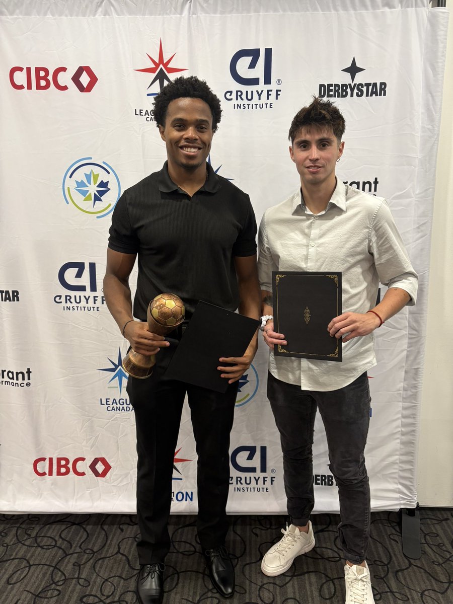 Our guys Gershom and Bastian recognized for their excellence at the <a href="/L1OMens/">League1 Ontario, Men’s Division 🇨🇦</a>   2024 Awards! Repping the club with distinction and class! <a href="/WinTFC/">Windsor TFC</a>