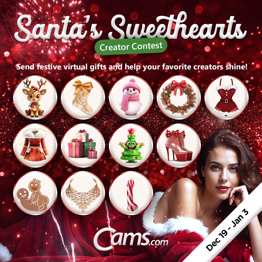 CamsCreators's tweet photo. NEW CONTEST is LIVE! Use this graphic 👇to show your fans which virtual gifts you need to WIN CASH this holiday!
Dec 19 - Jan 3
GOOD LUCK! https://t.co/vCjkmOX9Xm