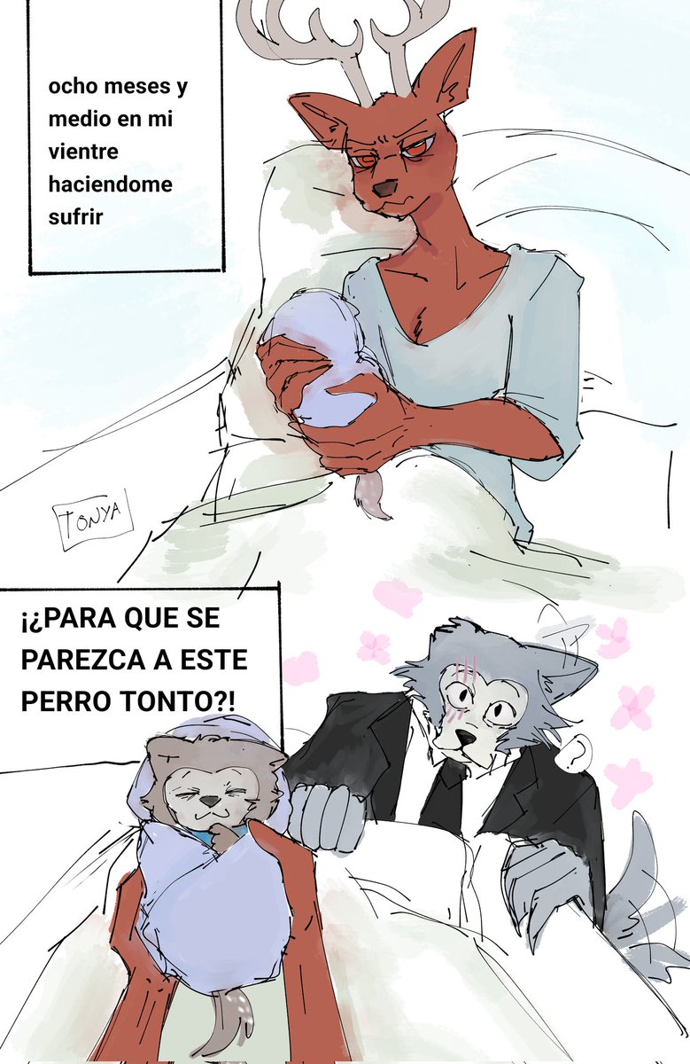 Tonya1920021's tweet photo. Su primer hijo♥️ es un lindo lobito con la cara de tonto de su papá #BEASTARS #beastarsfanart #BeastarsLegosi #BeastarsLouis #LouisxLegosi #LegosixLouis #Omegaverse #Fanchild https://t.co/8CpolgWjFq