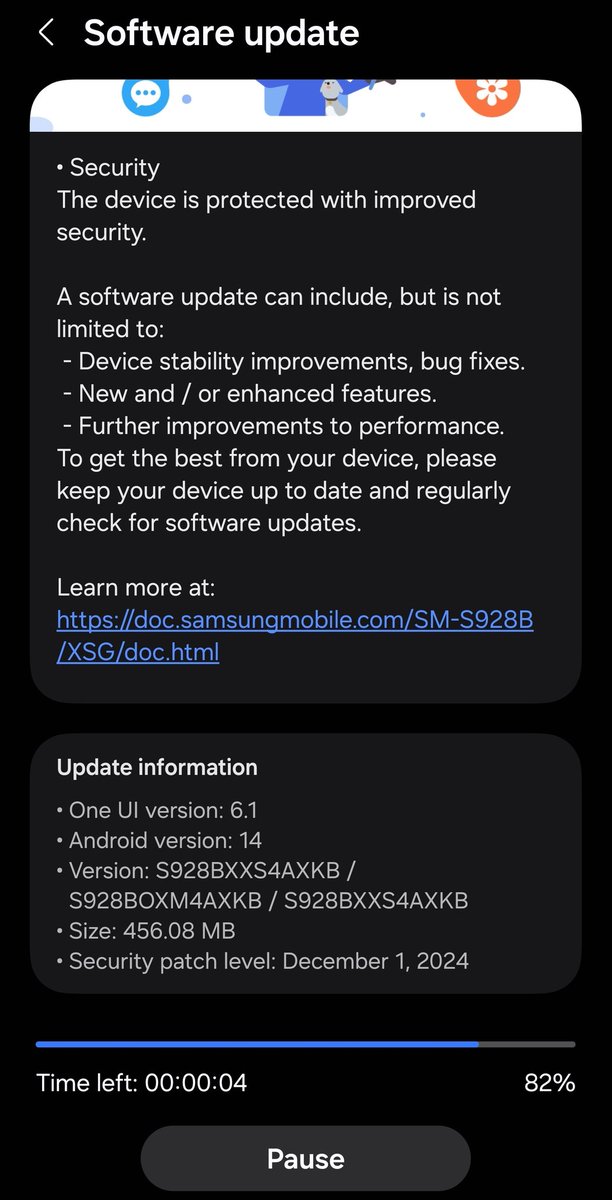 iam__mda's tweet photo. Samsung Galaxy S24 Ultra receiving Dec security path update

Size 456.08 MB https://t.co/qf0qCHizKx