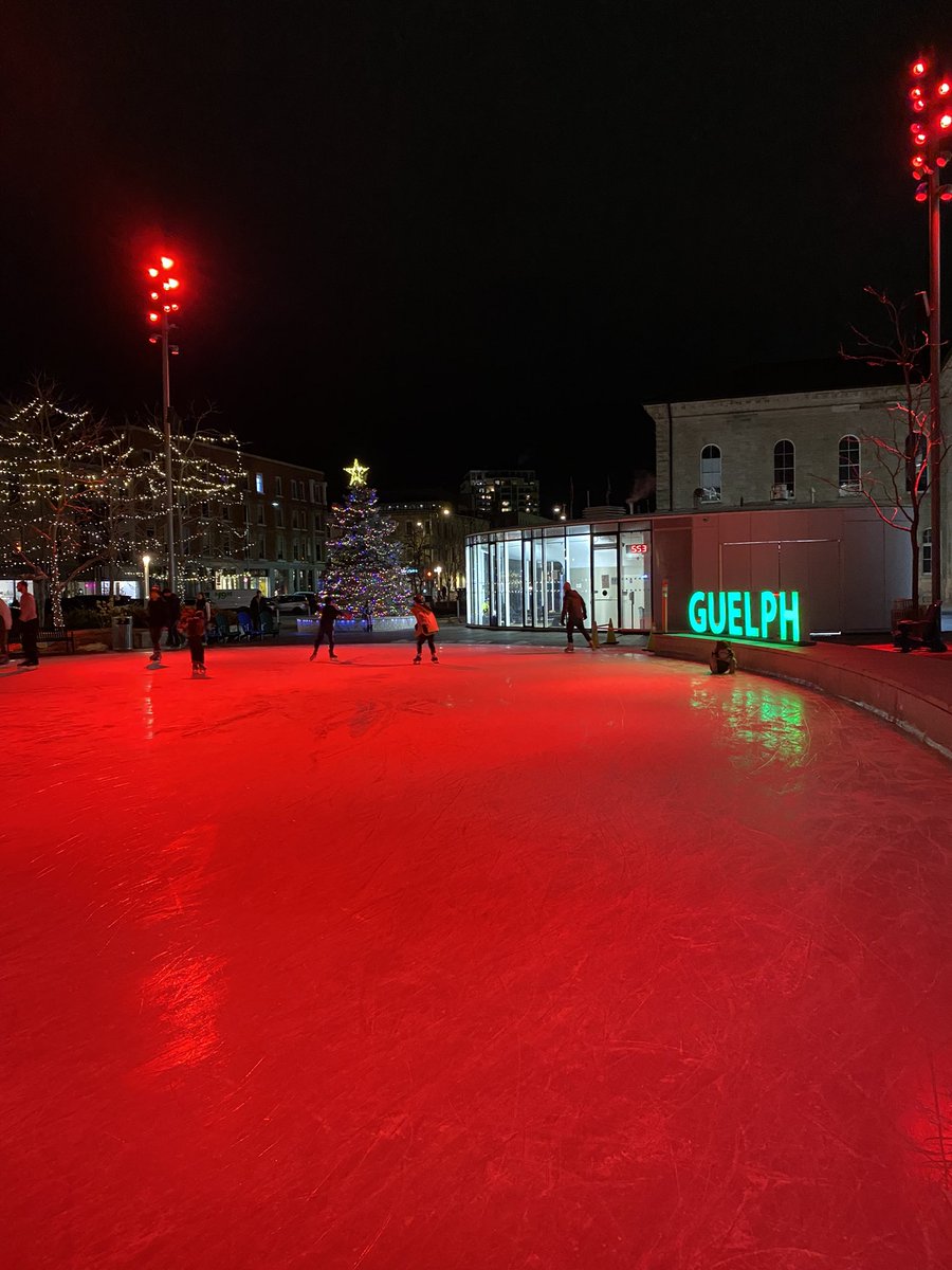 Beautiful winter evening for skating at <a href="/cityofguelph/">City of Guelph</a> Market Square in <a href="/DowntownGuelph/">Downtown Guelph</a>!