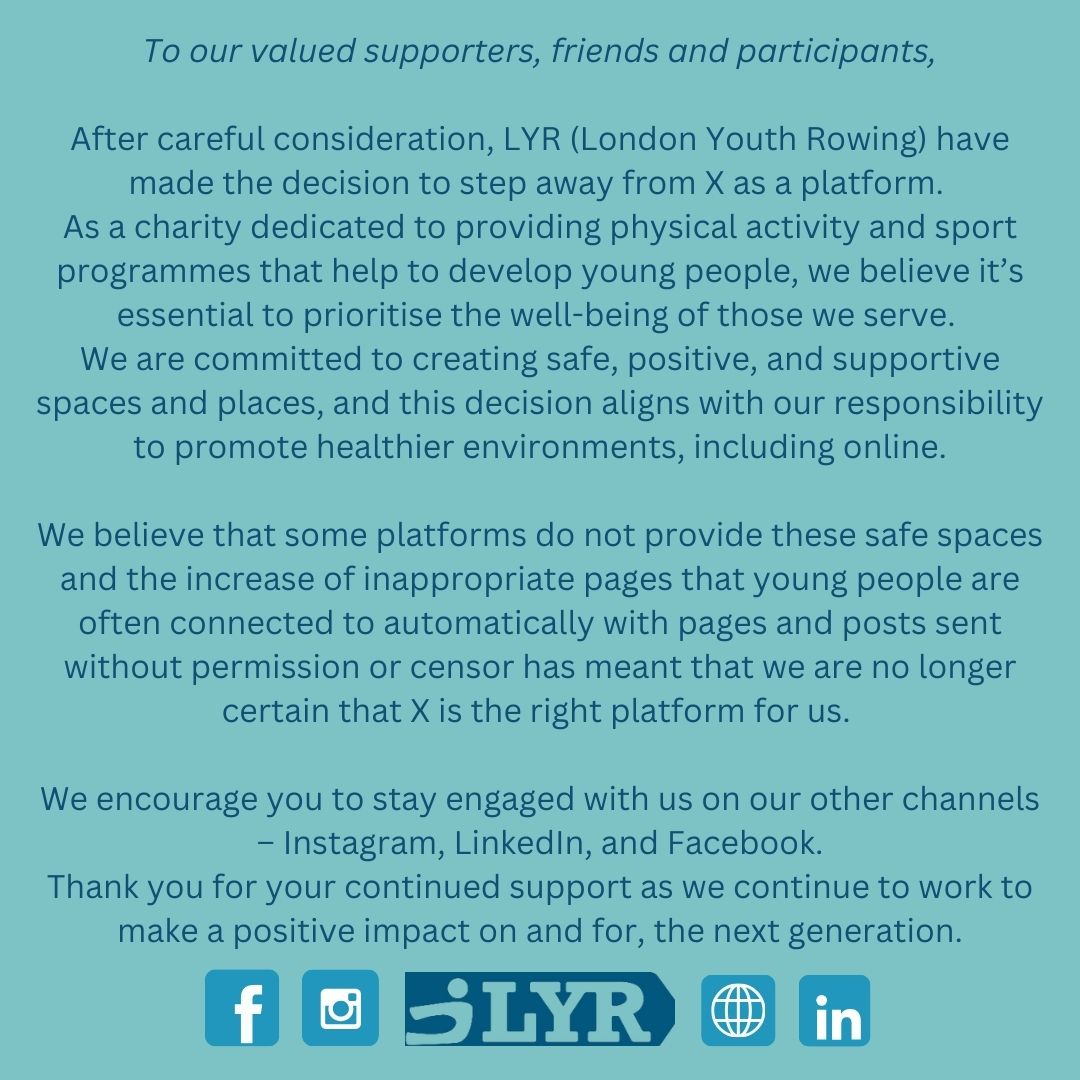 We have an announcement 📢

We encourage you to stay engaged with us on our other channels ⬇️
instagram.com/londonyouthrow…
facebook.com/LondonYouthRow…
linkedin.com/company/london…
Thank you for your continued support as we work to make a positive impact on and for, the next generation!