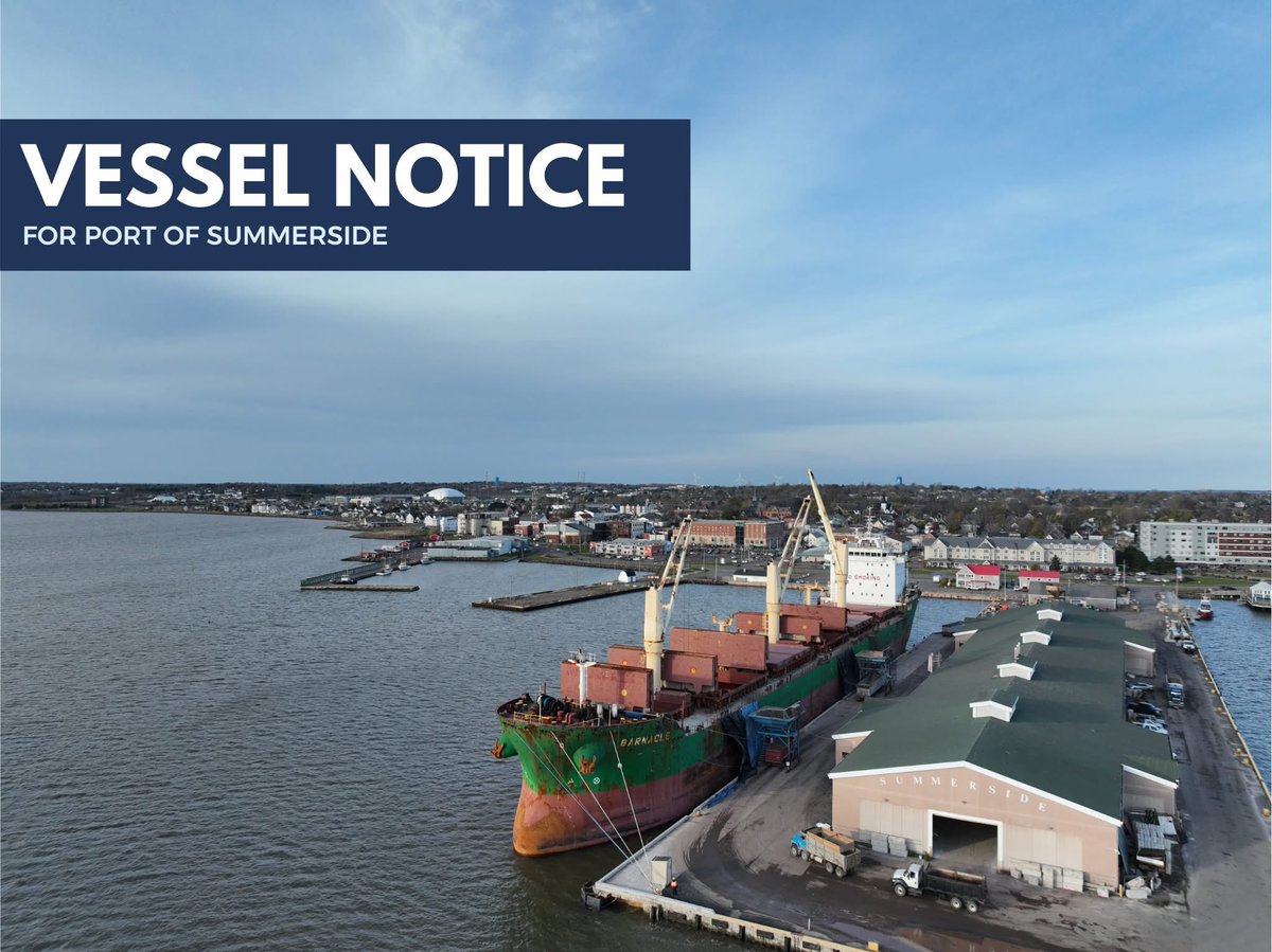 🚢 The MV Wigeon is expected at Port late afternoon tomorrow. Discharge operations are anticipated to take 2 days (pending weather) with truck traffic heading East and West when leaving Port.

#Summerside