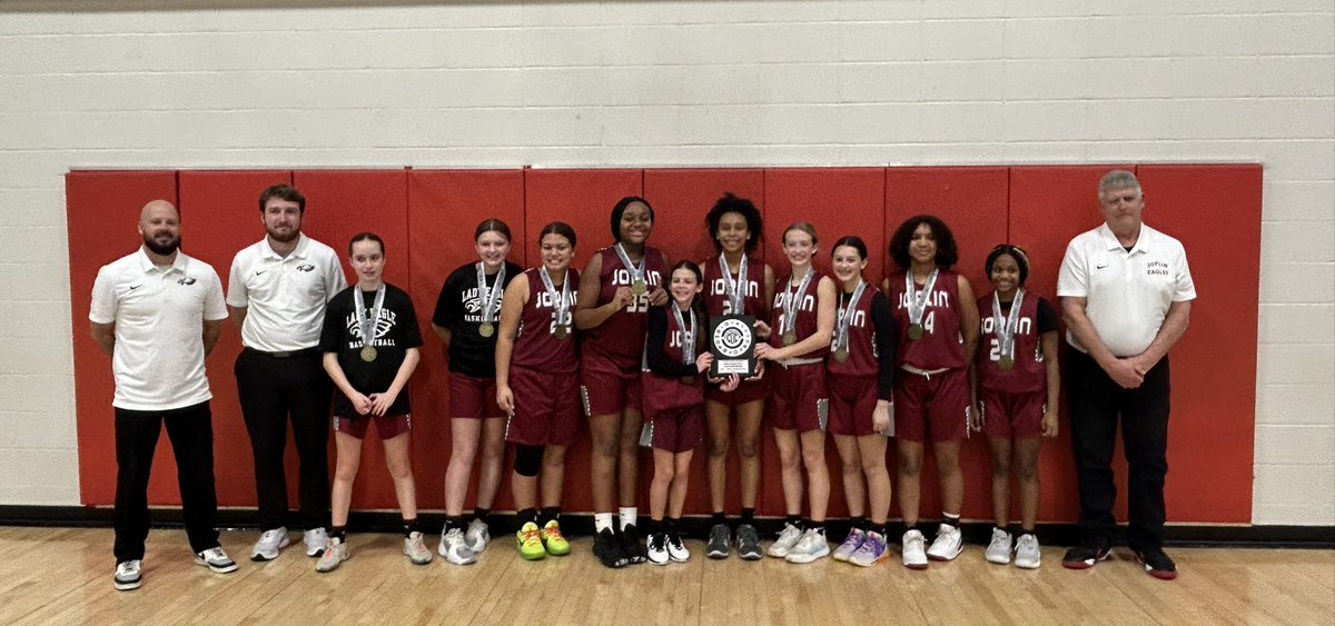 Congrat to JMS Girls Basketball on a solid end to the season.  

8th Grade finishes 4th in the COC West Tourney.  

7th Grade finishes as the  COC West Tourney Champions!  

Great job ladies!  #GoEagles #OneTeam