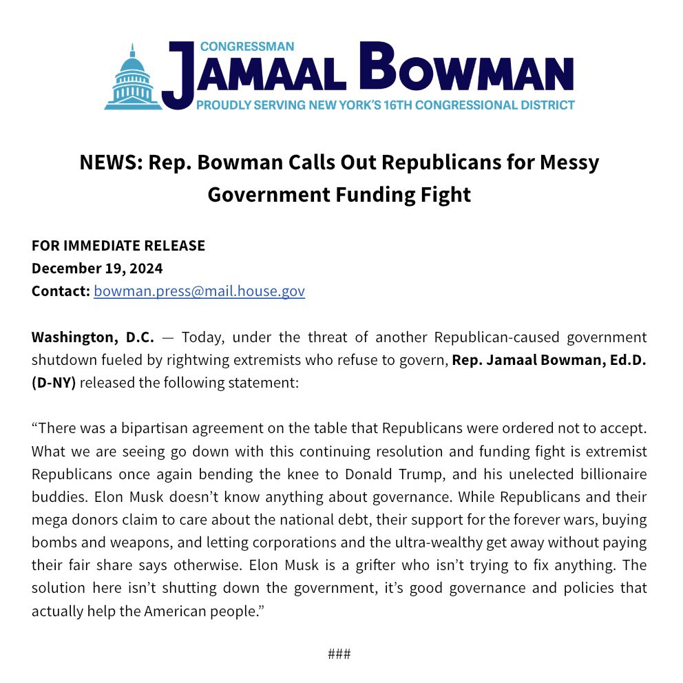 My statement on Republicans’ messy funding fight: