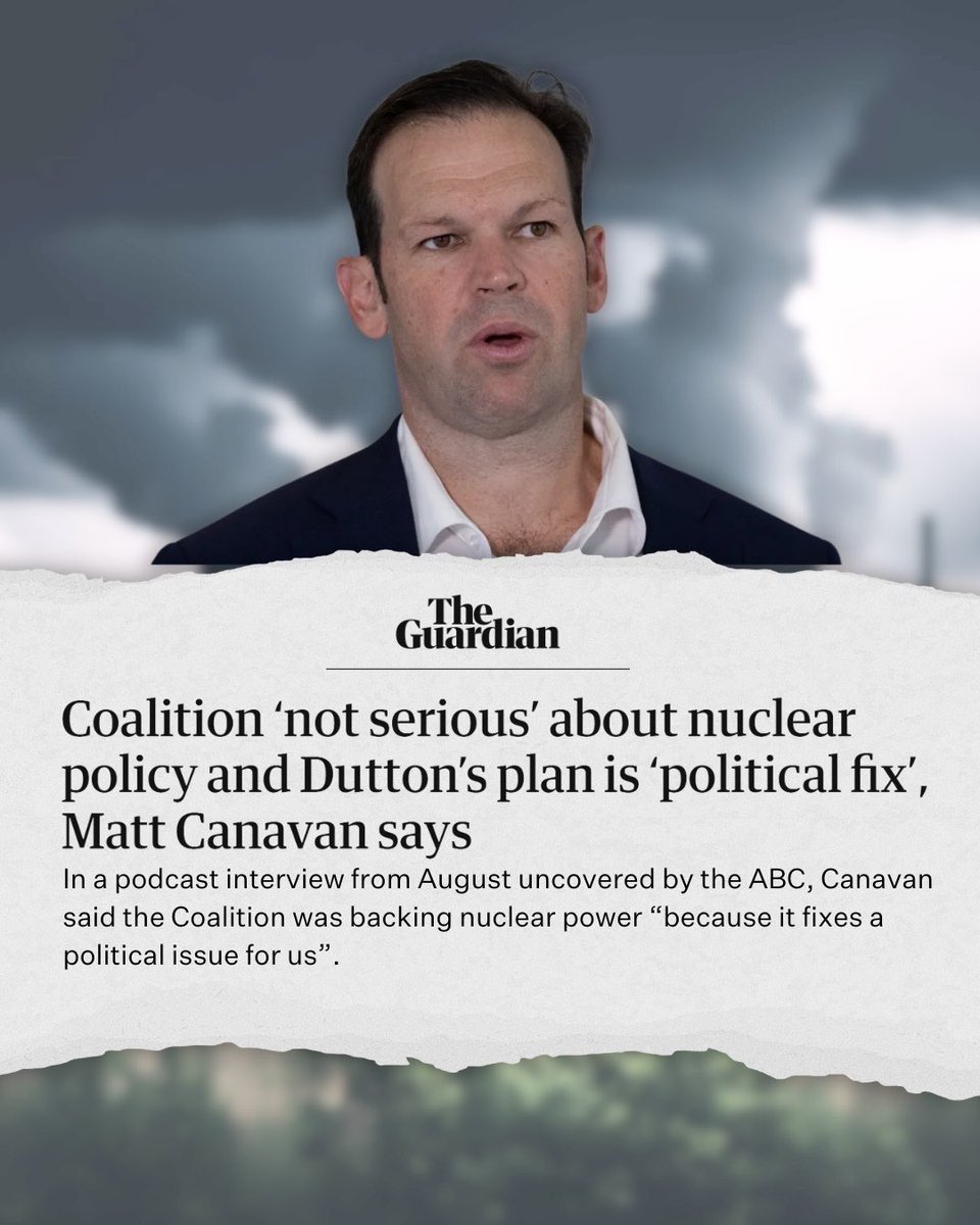 JEChalmers's tweet photo. Even the Coalition's own party members know nuclear is economic insanity.

Matt Canavan knows his party's nuclear fantasy would mean less growth in a smaller economy with less energy and higher power bills for Australians. https://t.co/t4v2oAhXzE