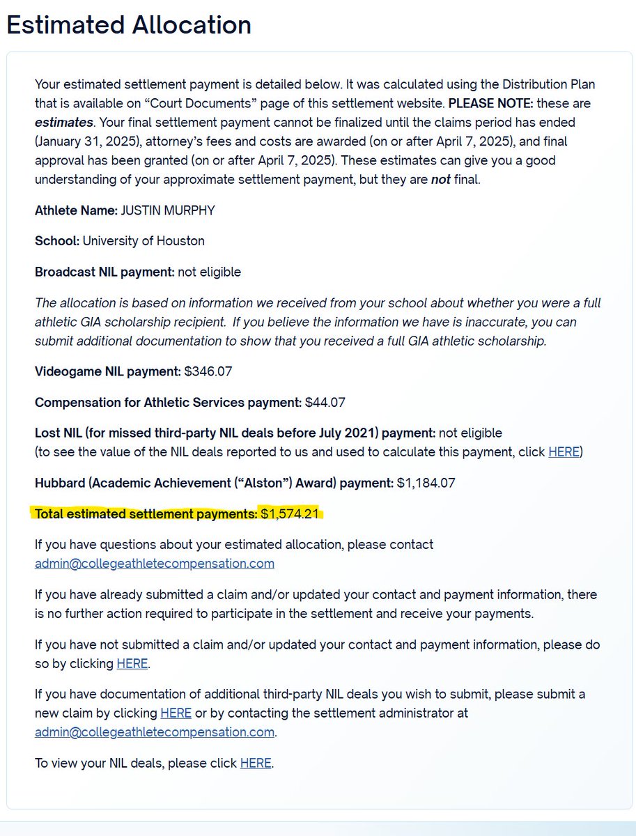 These two things are real: 
1. Houston vs Oklahoma '19 (5.4 million viewership) 
2. House v. NCAA Total estimated settlement payments: $1,574

Houston vs Oklahoma Football Highlights youtu.be/-Ivj1j5hE9k?si… via <a href="/YouTube/">YouTube</a>