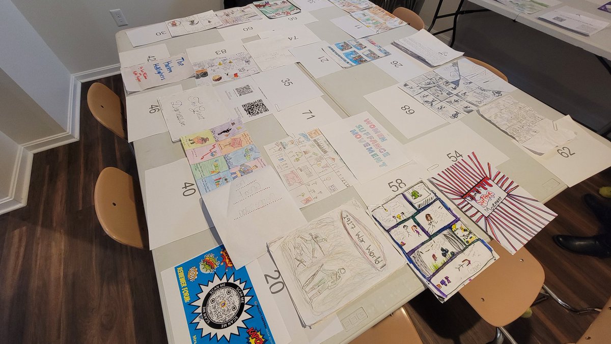 watsonedtech's tweet photo. The students of @MrsGilleyUSHis of Bullitt Central HS (@bcpsky) exhibited their comic books tonight, highlighting key moments of history.  Follow us on a thread! (1/4)

#MovingForward #AllinKY #KYDL #UnitedWeLearnKY #KYILN #KyLchat https://t.co/i3ZCHxXCY3