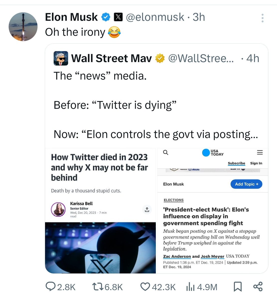 EqlRightsNLeft's tweet image. #PresidentMusk #danceboy @realDonaldTrump

@elonmusk admits to controlling the government.  This means he knows he owns TRUMP/MAGA.  Even got MAGA to go from red caps to black ones.  Love watching @elonmusk making @realDonaldTrump dance like the bitch he is.