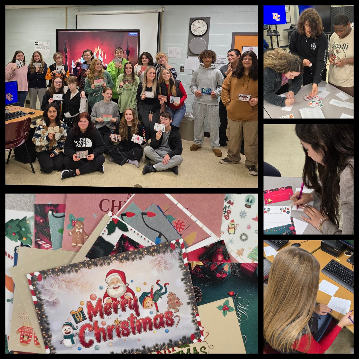 DCHS Digital Arts students designed Christmas postcards for local nursing home patients and residents. This was a fun project for the students and a great way to spread some love during the holiday season. <a href="/DCS_CTE/">Dickson County Schools CTE</a> <a href="/DCcougarnation/">Dickson County High School</a>