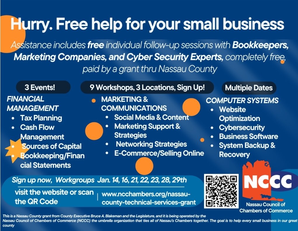 Free small business workshops for January 2025, sign up to secure your seat for any of 3 topics...Financial Management, Marketing &amp; Communications, Computer Systems