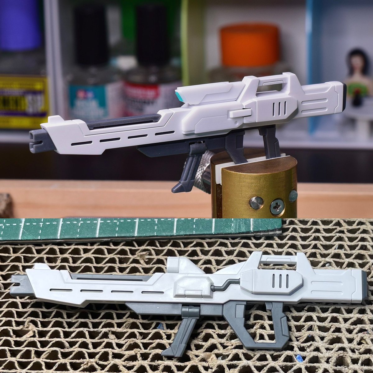 ライジングフリーダーーム！
ライフルはプラ板で形状変更（上）
これまた合わせ目消しが大変です。