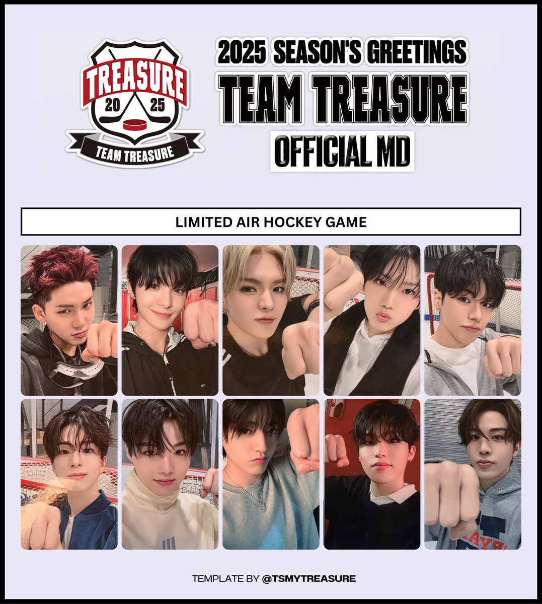TSmytreasure's tweet photo. TREASURE 2025 SEASON’S GREETINGS MD [TEAM TREASURE] 

✰ TEAM UNIFROM
✰ OVERFIT TEAM HOODIE
✰ TEAM TOWEL
✰ LIMITED AIR HOCKEY GAME 

トレジャー  트레저 
트레저 현석 지훈 요시 준규 재혁 아사히 도영 하루토 정우 정환 포카

트레저 2025 시즌그리팅 https://t.co/6ikqHXJxBN