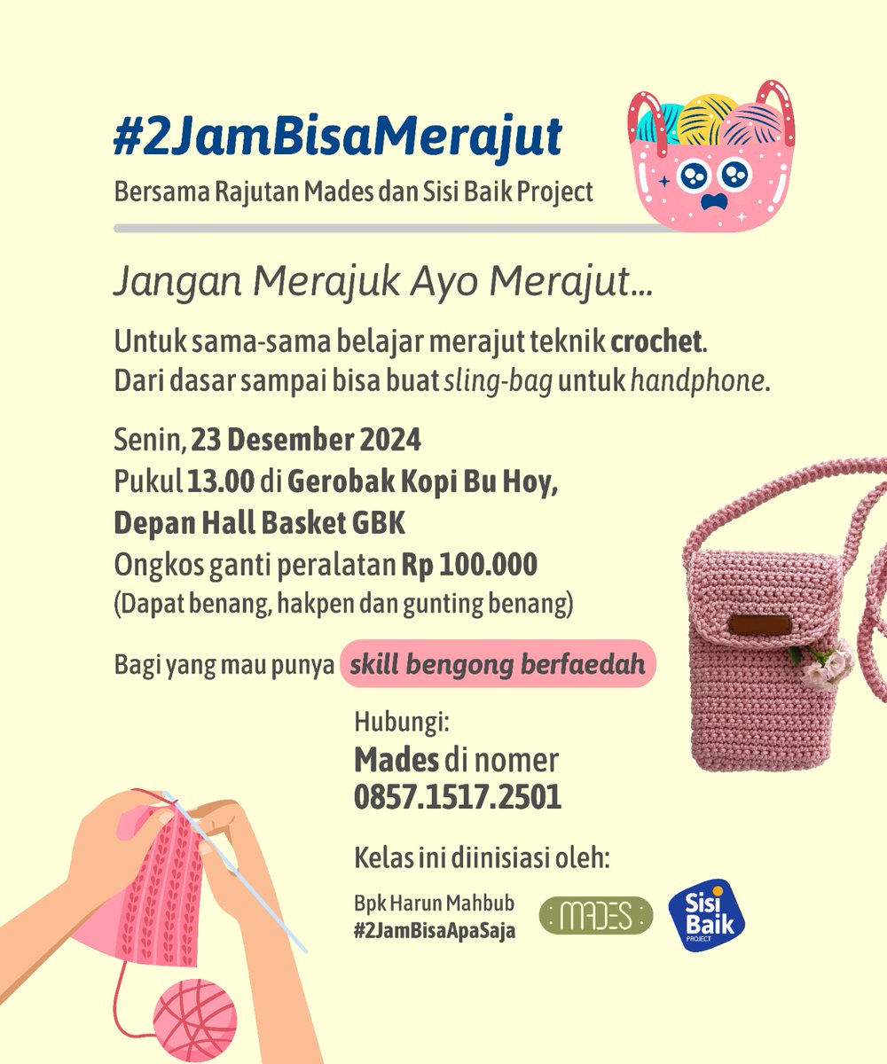 Merajut, seperti renang, banyak manfaatnya. Yuk, bagi yang belum ke Jogja, Bali, atau luar negeri..
#2jambisa #2jambisarenang #2jambisamerajut #sisibaik #rajut