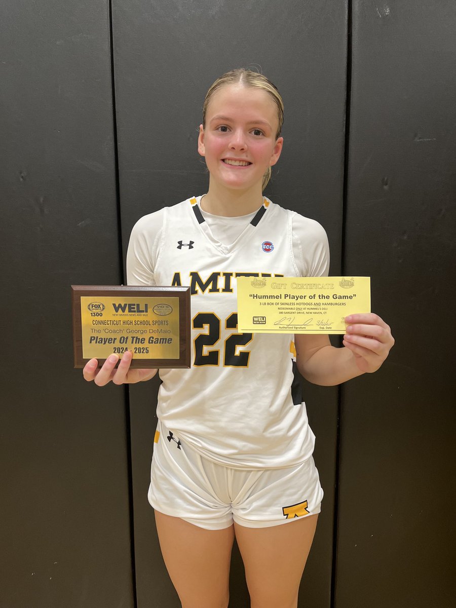 Nina Nardecchia, Amity High School, scored 20 points, in a 48-25 win over Hillhouse TheCoachWELI