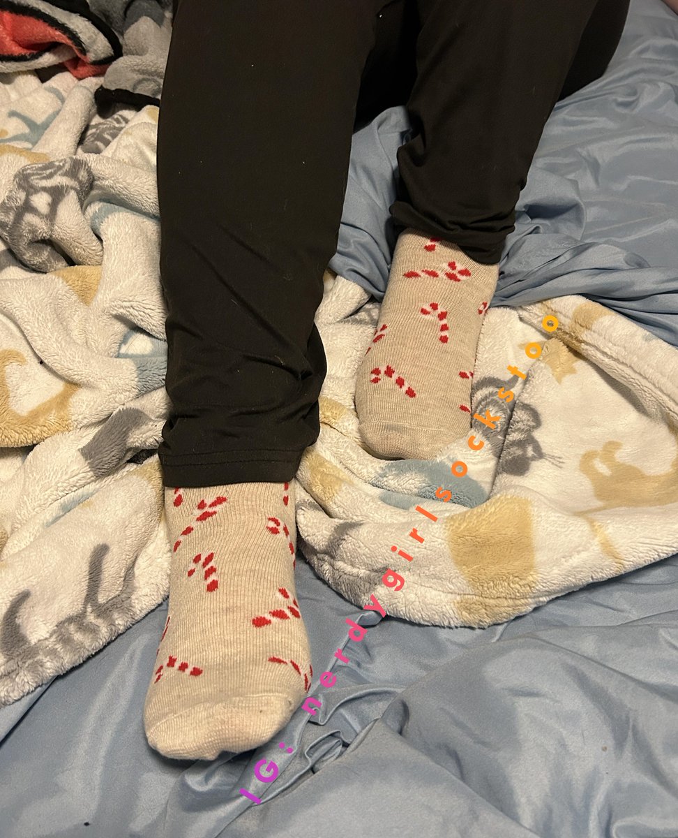 NerdyGirlSocks's tweet photo. Day 6 of #12DaysofSockmas! Did a few different poses for you guys in these cute candy cane socks. Hope you guys like them! 2/2 https://t.co/MHhZ8RFV74
