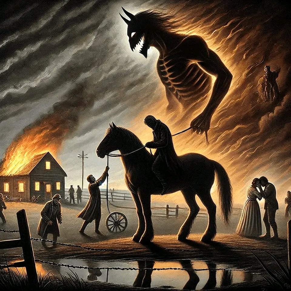zimcousin's tweet photo. The Reflection of the Horse
Once upon a time, a horse was tied to a post, struggling to break free. A demon passed by, untied the horse, and walked away.

The freed horse wandered into a farmer’s field and began eating his crops. The farmer, enraged at the destruction, https://t.co/PlDuqFzDo4