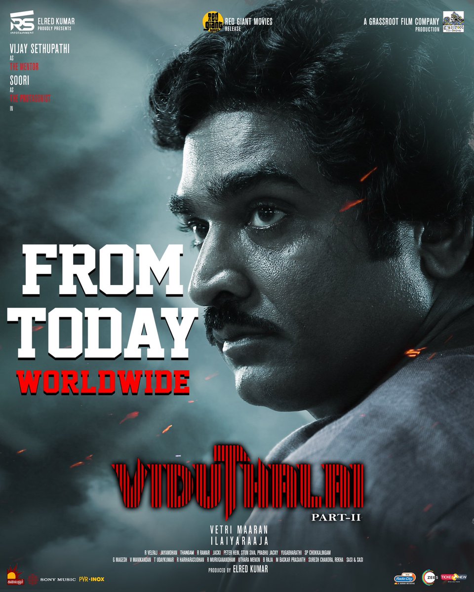 VijaySethupathi (@vijaysethuoffl) on Twitter photo #ViduthalaiPart2 Day ❤️ The intensity unfolds on the big screens TODAY!
Don’t miss this electrifying cinematic experience brought to life by Vetrimaaran sir’s brilliance.
An #ilaiyaraaja Musical
#ViduthalaiPart2FromDec20
<a href="/sooriofficial/">Actor Soori</a> <a href="/elredkumar/">Red</a> <a href="/rsinfotainment/">RS Infotainment</a> #ViduthalaiPart2 Day ❤️ The intensity unfolds on the big screens TODAY!
Don’t miss this electrifying cinematic experience brought to life by Vetrimaaran sir’s brilliance.
An #ilaiyaraaja Musical
#ViduthalaiPart2FromDec20
<a href="/sooriofficial/">Actor Soori</a> <a href="/elredkumar/">Red</a> <a href="/rsinfotainment/">RS Infotainment</a>