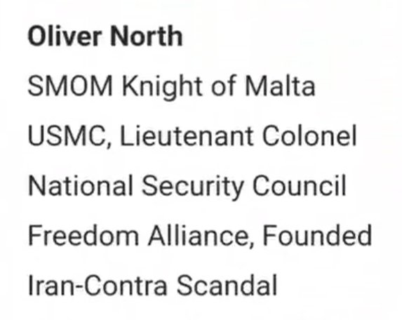 GreyAreaMonarch's tweet image. Important detail -- Oliver North and many of the key players involved to this day are Knights of the Sovereign Military Order of Malta... 
(badly incomplete information attached)