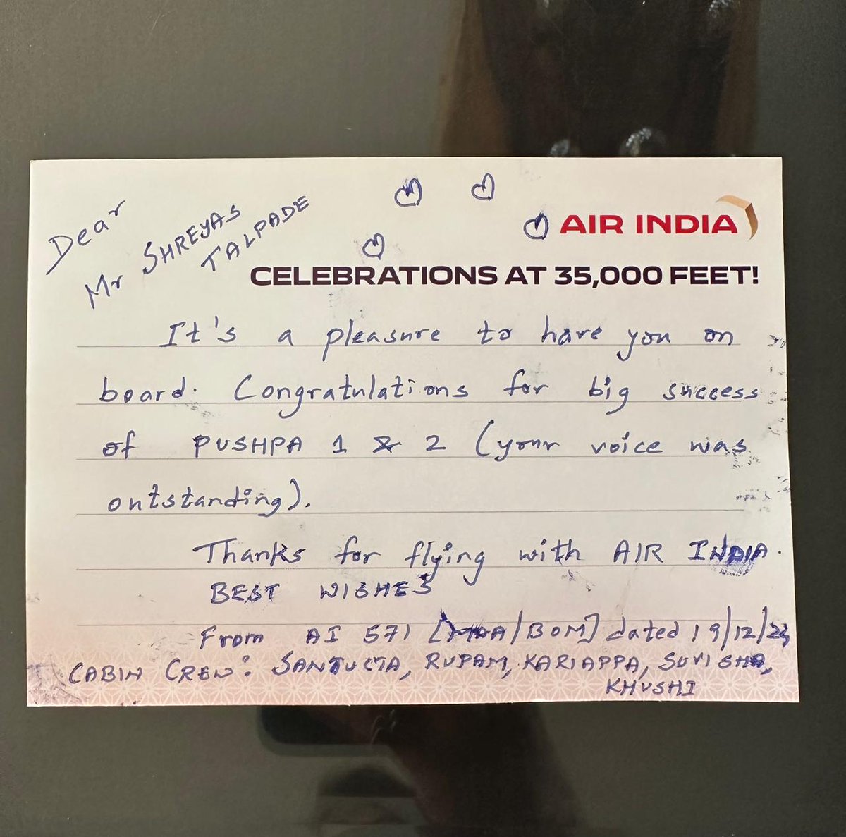 shreyastalpade1's tweet photo. Thank you, @airindia, for a wonderful Chennai-Mumbai flight. Courteous crew and great service as always!
Thank your for making it so special ❤️ https://t.co/gPgvobj1DG
