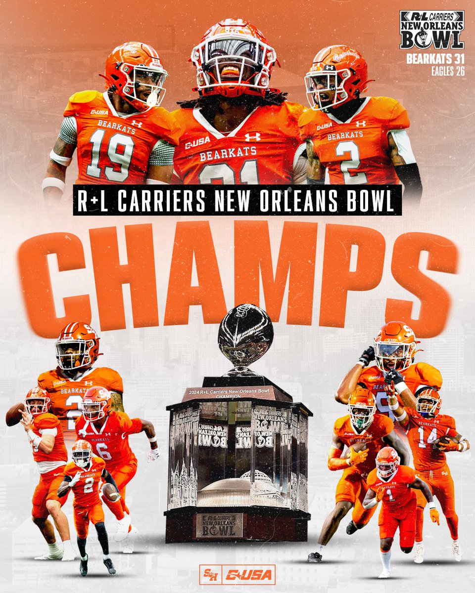 The Bearkats are R+L Carriers New Orleans Bowl Champions! 🏆 👏 

#EatEmUpKats | #RLBowl