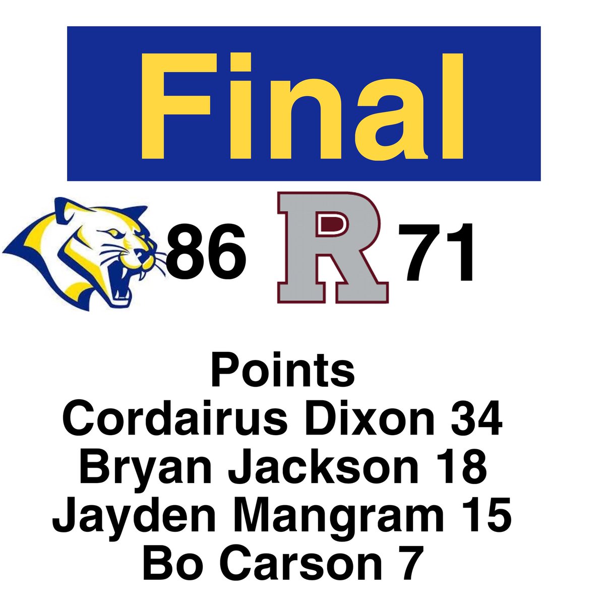 Andre Epps Jr (@andreeppsjr1) on Twitter photo Great win tonight over a tough Richton team. Due to injuries we took 5 varsity guys and came out with the win. @<a href="/_D1nuk/">Cordairus Dixon</a> <a href="/bryankeithlll/">Bryan Jackson</a> <a href="/jaydenmangram3/">Jayden Mangram</a> <a href="/BenThomasPreps/">Ben Thomas</a> Great win tonight over a tough Richton team. Due to injuries we took 5 varsity guys and came out with the win. @<a href="/_D1nuk/">Cordairus Dixon</a> <a href="/bryankeithlll/">Bryan Jackson</a> <a href="/jaydenmangram3/">Jayden Mangram</a> <a href="/BenThomasPreps/">Ben Thomas</a>