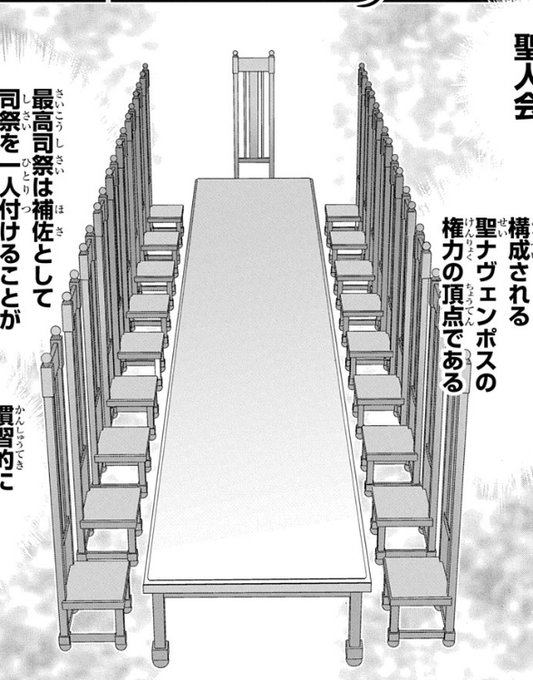 あ、申し訳ありませんが
こ↑こ↓と最後の方の俯瞰ページの椅子の数間違ってます
9脚+10脚+お誕生日席1脚が正しいです

単行本では直します 