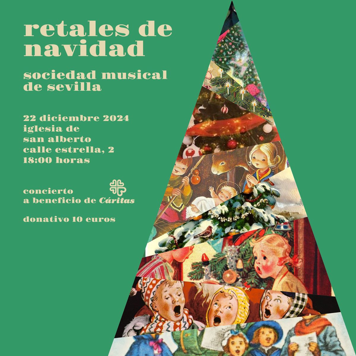 smdesevilla's tweet photo. La @CoroSms organiza el domingo 22 de diciembre un Concierto de Navidad a beneficio de @CaritasSevilla.

Iglesia de San Alberto (PP. Filipenses, calle Estrella, 2) a las 18:00 h. y su recaudación destinada a la obra social de Cáritas.  El donativo por la entrada es de 10 € https://t.co/ZR6YXFAapm