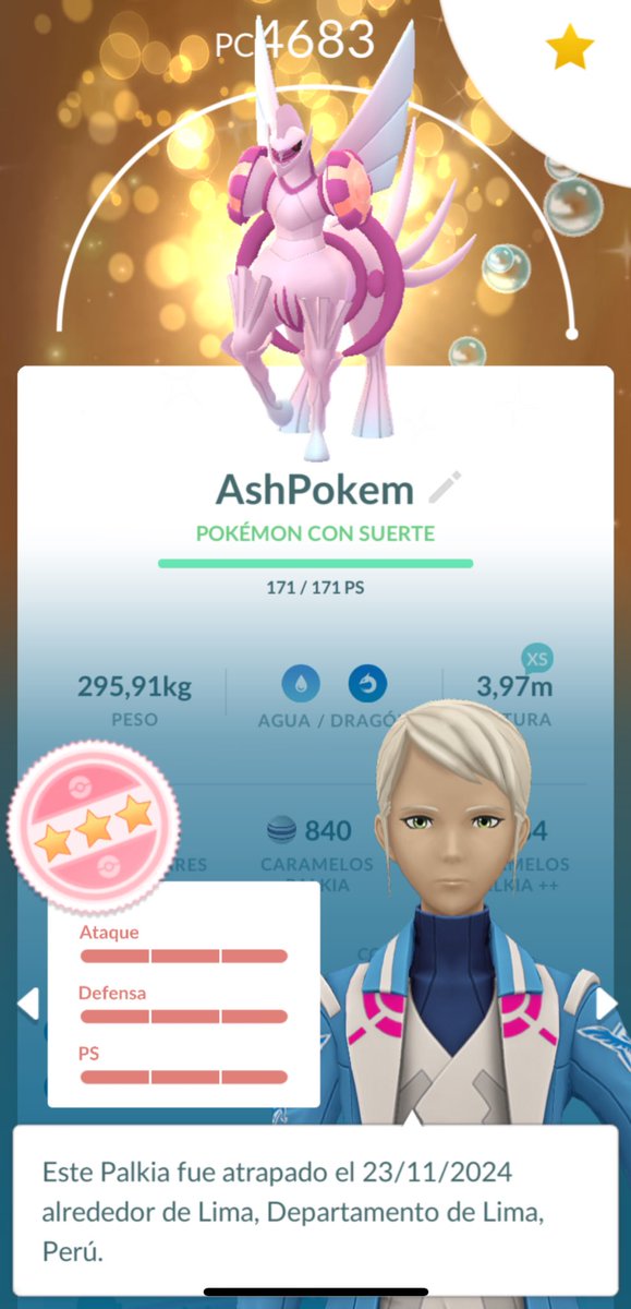 Por fin conseguí mi Palkia Origen 💯 y fue nada menos que un Shundo 🤩🤩

Muchas gracias <a href="/escriba96/">Jesús</a> 🥳

#PokemonGo