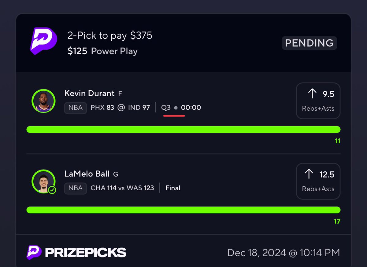 Cash it ⚡️

We keep banging 💪🏼

#PrizePicks #GamblingX