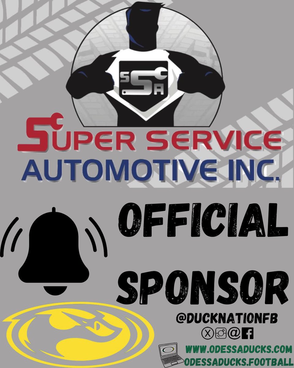 ODESSA DUCKS FOOTBALL (@ducknationfb) on Twitter photo 🚨2025 SPONSOR🚨
On behalf of the <a href="/DuckNationFB/">ODESSA DUCKS FOOTBALL</a> program, we would like to give a shout out & thank you to our sponsor for powering the Ducks in the upcoming 2025 season & beyond. Your support will play a crucial role in our success. Here’s to a future of growth & victories. #WIN 🚨2025 SPONSOR🚨
On behalf of the <a href="/DuckNationFB/">ODESSA DUCKS FOOTBALL</a> program, we would like to give a shout out & thank you to our sponsor for powering the Ducks in the upcoming 2025 season & beyond. Your support will play a crucial role in our success. Here’s to a future of growth & victories. #WIN