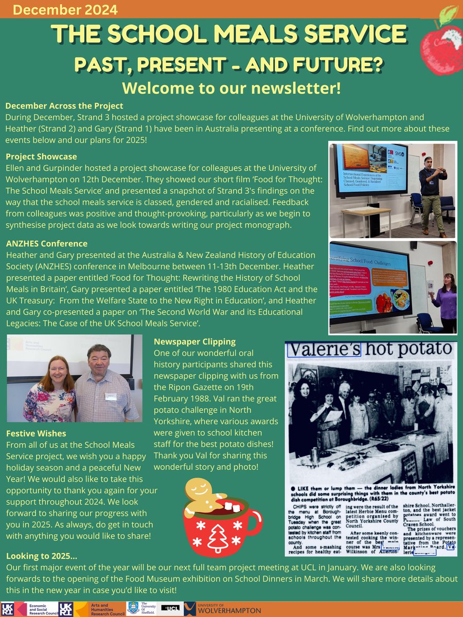 ESRC School Meals Service 🍽 (@esrcschoolmeals) on Twitter photo Welcome to our December project newsletter, the final one of 2024! See what the team have been up to this month including a Strand 3 showcase event at Wolverhampton and presenting at #ANZHES2024 in Melbourne #histed <a href="/EducationSheff/">Education@Sheffield</a> <a href="/UoW_CREST/">CREST</a> <a href="/IOE_ICHRE/">ICHRE at UCL IOE</a> Welcome to our December project newsletter, the final one of 2024! See what the team have been up to this month including a Strand 3 showcase event at Wolverhampton and presenting at #ANZHES2024 in Melbourne #histed <a href="/EducationSheff/">Education@Sheffield</a> <a href="/UoW_CREST/">CREST</a> <a href="/IOE_ICHRE/">ICHRE at UCL IOE</a>