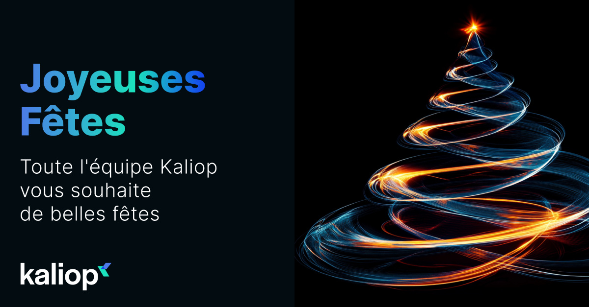 🎄 L'esprit des fêtes souffle sur la fin d'année : un moment pour faire une pause, se ressourcer et imaginer ce que nous accomplirons ensemble l'année prochaine.
Toute l'équipe Kaliop vous souhaite de passer de belles et lumineuses fêtes de fin d’année ✨