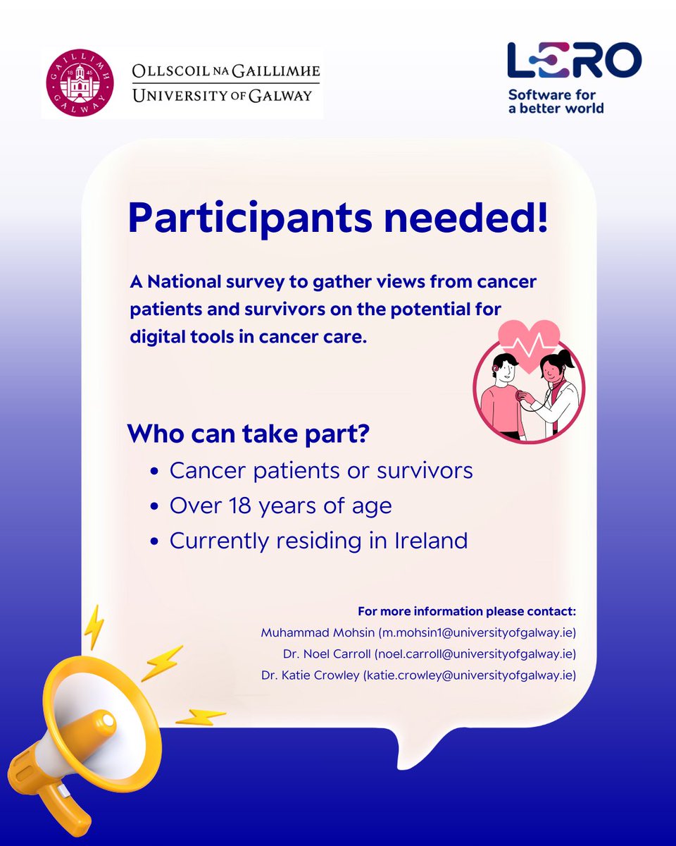 Irish Cancer Society (@irishcancersoc) on Twitter photo <a href="/uniofgalway/">Ollscoil na Gaillimhe | University of Galway</a> are conducting a study to better understand the needs of cancer patients and survivors in Ireland.
Key Details:
โข Who can participate: Cancer patients and survivors in Ireland.
โข Time required: Approximately 10 minutes.
โข Where: forms.office.com/e/GpicH1tfeV <a href="/uniofgalway/">Ollscoil na Gaillimhe | University of Galway</a> are conducting a study to better understand the needs of cancer patients and survivors in Ireland.
Key Details:
โข Who can participate: Cancer patients and survivors in Ireland.
โข Time required: Approximately 10 minutes.
โข Where: forms.office.com/e/GpicH1tfeV