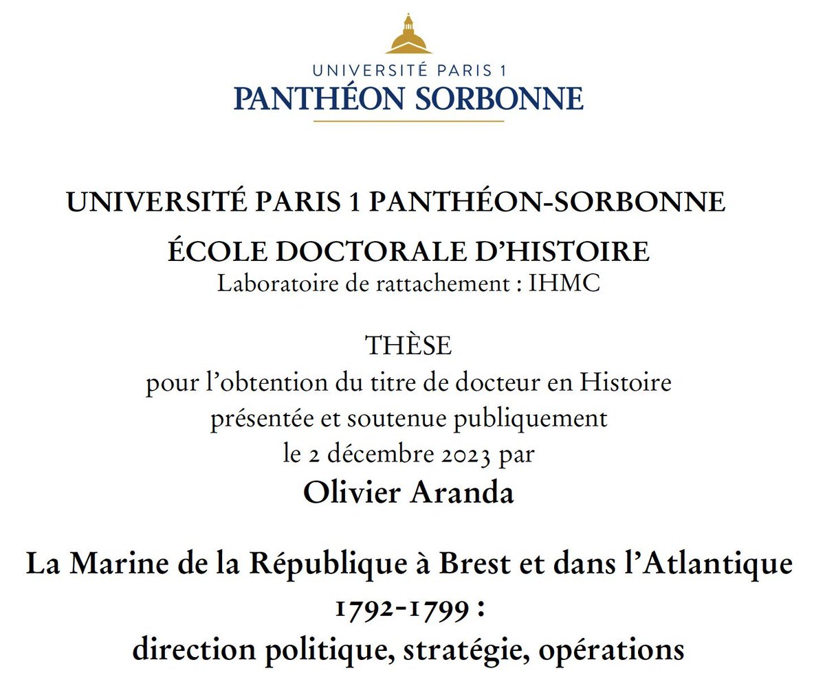 aranda_olivier's tweet photo. Je suis très heureux et  fier d'avoir obtenu pour ma thèse de doctorat le Prix d'Histoire  militaire 2024 du Ministère des Armées. Cela vient couronner un soutien  constant de l'institution.
Merci au Jury et bravo aux autres lauréats ! 🌊 🇫🇷 https://t.co/CFzJ3JWFq8
