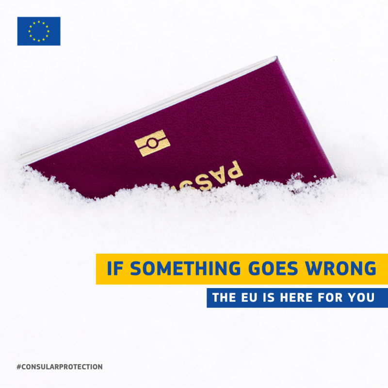 EU_Commission's tweet photo. Lost your passport while travelling? Follow these steps:

🔹 Report the loss to local police
🔹 Contact your embassy for a replacement
🔹 If there's no embassy, seek help from another EU country

The right to #ConsularProtection remains a cornerstone of the European citizenship.