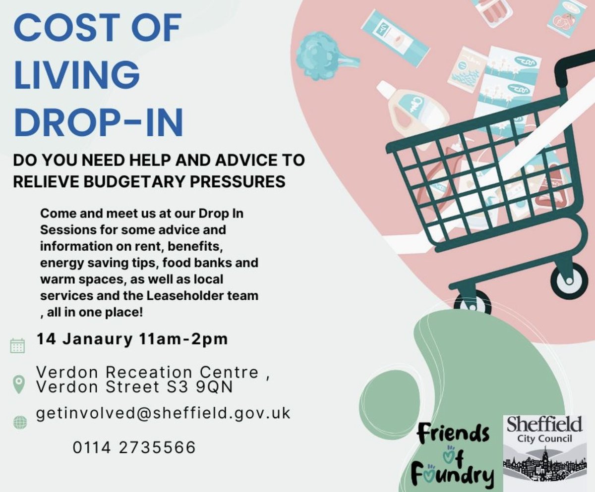 Join us at our cost of living event on the 14th Jan 11-2pm at Verdon Recreation Centre!

There will be advice and information on rent, benefits, energy saving, food banks and warm spaces, and local services and the leaseholder team!

There will also be free food and drinks ☕