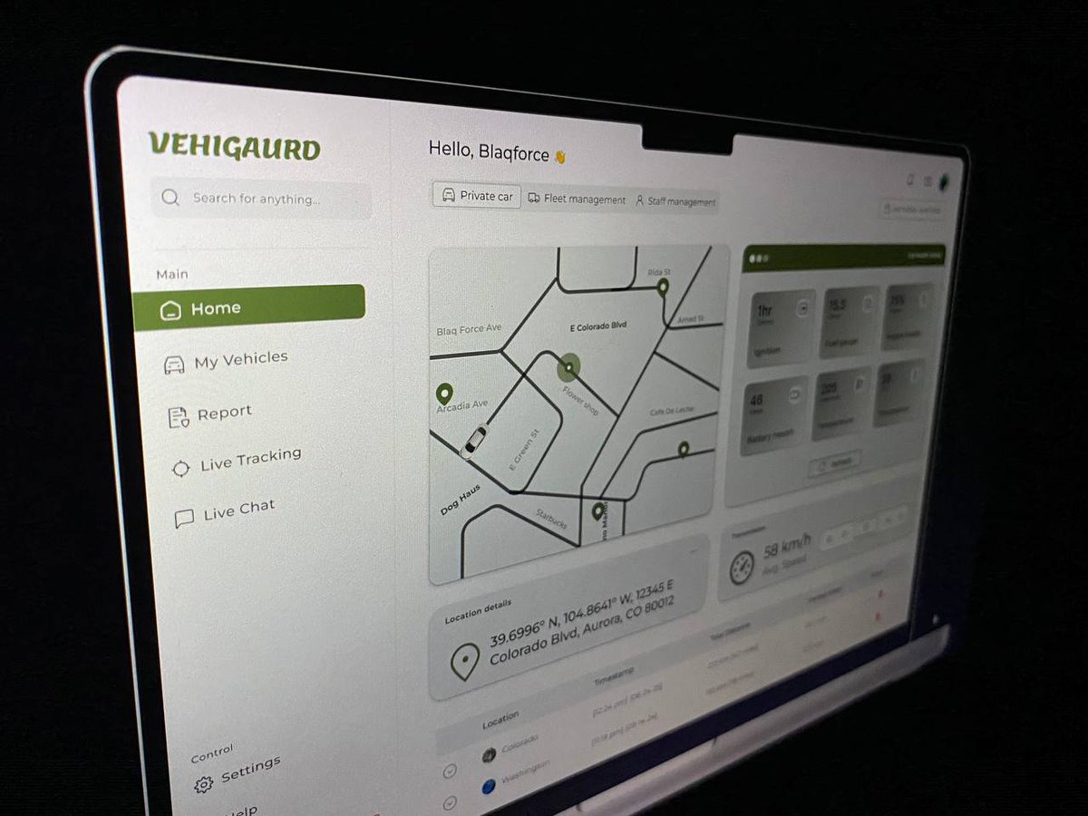 blaqforce999's tweet image. Wrapping up the year with a bang! 🎉 Not done yet but I'm thrilled to share my progress: a car tracking dashboard that monitors your vehicle's condition in real-time 🚗💻. Can't wait to share this UX/UI masterpiece! 🤩 #UXDesign #UIDesign #CarTracking #Dashboard 💡