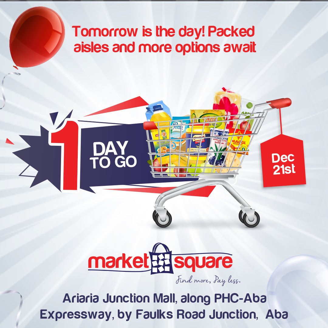 marketsquarengr's tweet photo. Dear Ariaria, we heard you love options. So, we brought them!

Are you ready for tomorrow?! 🛒

#Marketsquare #Findmorepayless #NewStore #Ariaria https://t.co/Z18kBHFjB5