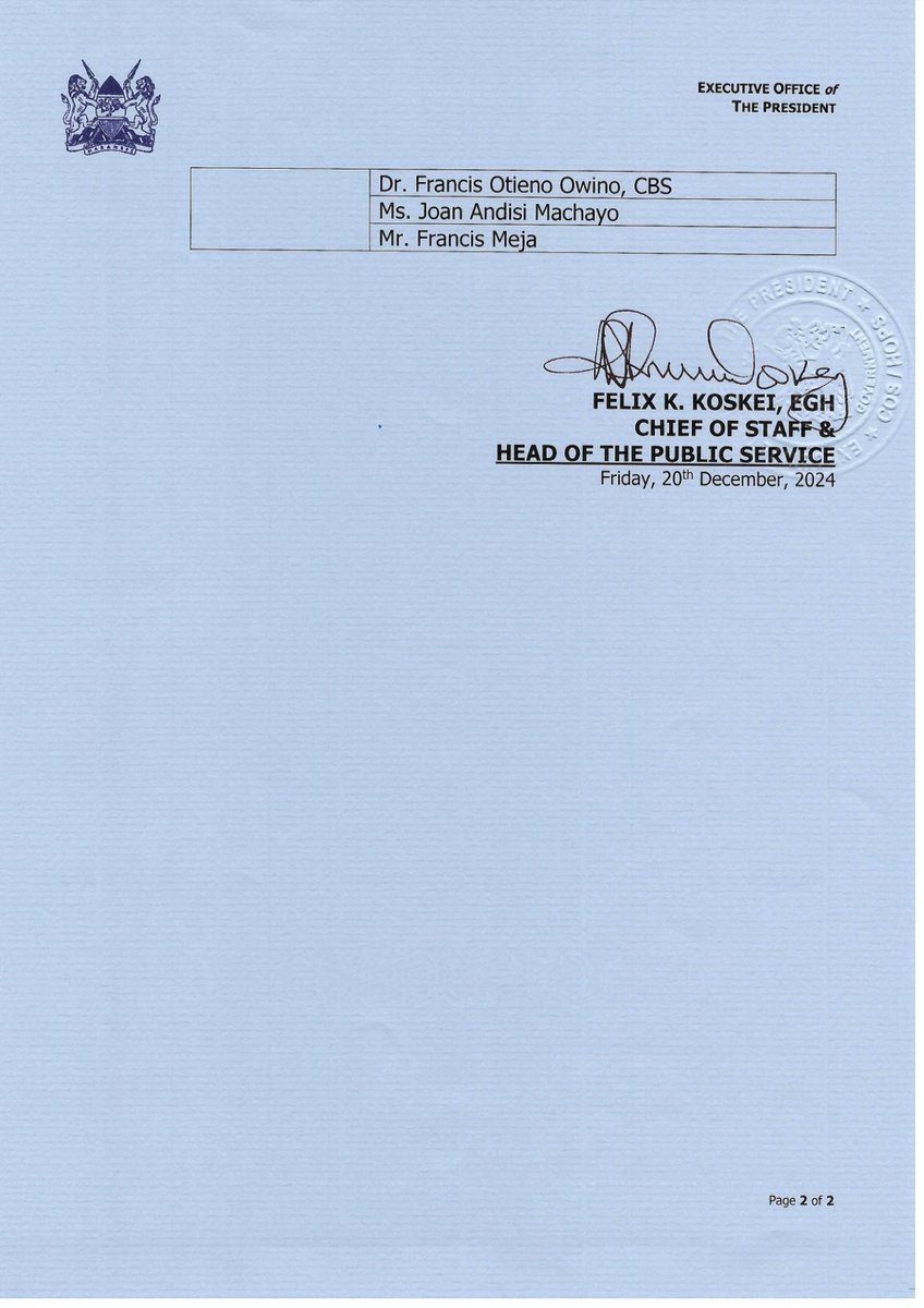 President <a href="/WilliamsRuto/">William Samoei Ruto, PhD</a> has nominated the Vice Chairperson and Members of the Public Service Commission and submitted the nominations to Parliament for consideration.