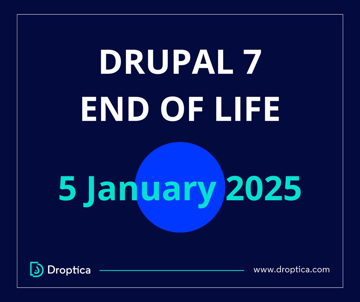 droptica's tweet image. 🔴 Still using Drupal 7? Here's why it's important to plan your website migration soon:
🌕 Security at risk without updates and support
🌕 Compatibility issues with the latest versions of PHP and libraries
🌕 Higher costs in the future
#DrupalMigration #Drupal7