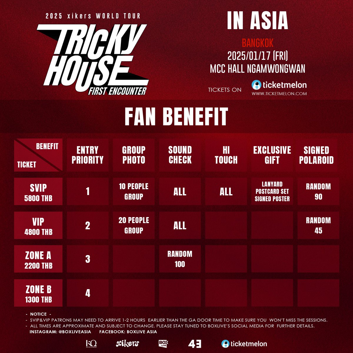 BoxLiveAsia's tweet image. พบกับ '2025 xikers WORLD TOUR TRICKY HOUSE : FIRST ENCOUNTER IN ASIA'เตรียมรับชมพลังล้นเหลือจาก @xikers_official

🗓️ 17มกราคม 2568, Bangkok, MCC Hall Ngamwongwan

เปิดขายบัตร: 26 ธันวาคม 2567 
🎫ticketmelon

#xikers #싸이커스
#xikers_WorldTour_TrickyHouse
#FIRST_ENCOUNTER_IN_ASIA