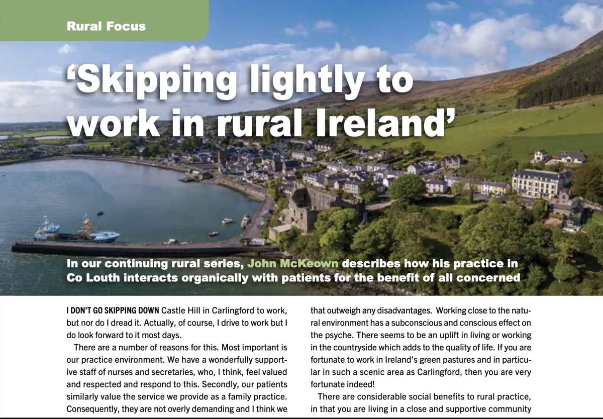Rural general practice is a rewarding, special career.
Read Dr John McKeown’s description of his Louth-based life in last October’s Forum here.
irishcollegeofgps.ie/Forum/journal-…
Apply for a Research Fellowship before Jan.12th here
bit.ly/3P1WN1T
#BEaGP #BEaRuralGP #ResearchGP