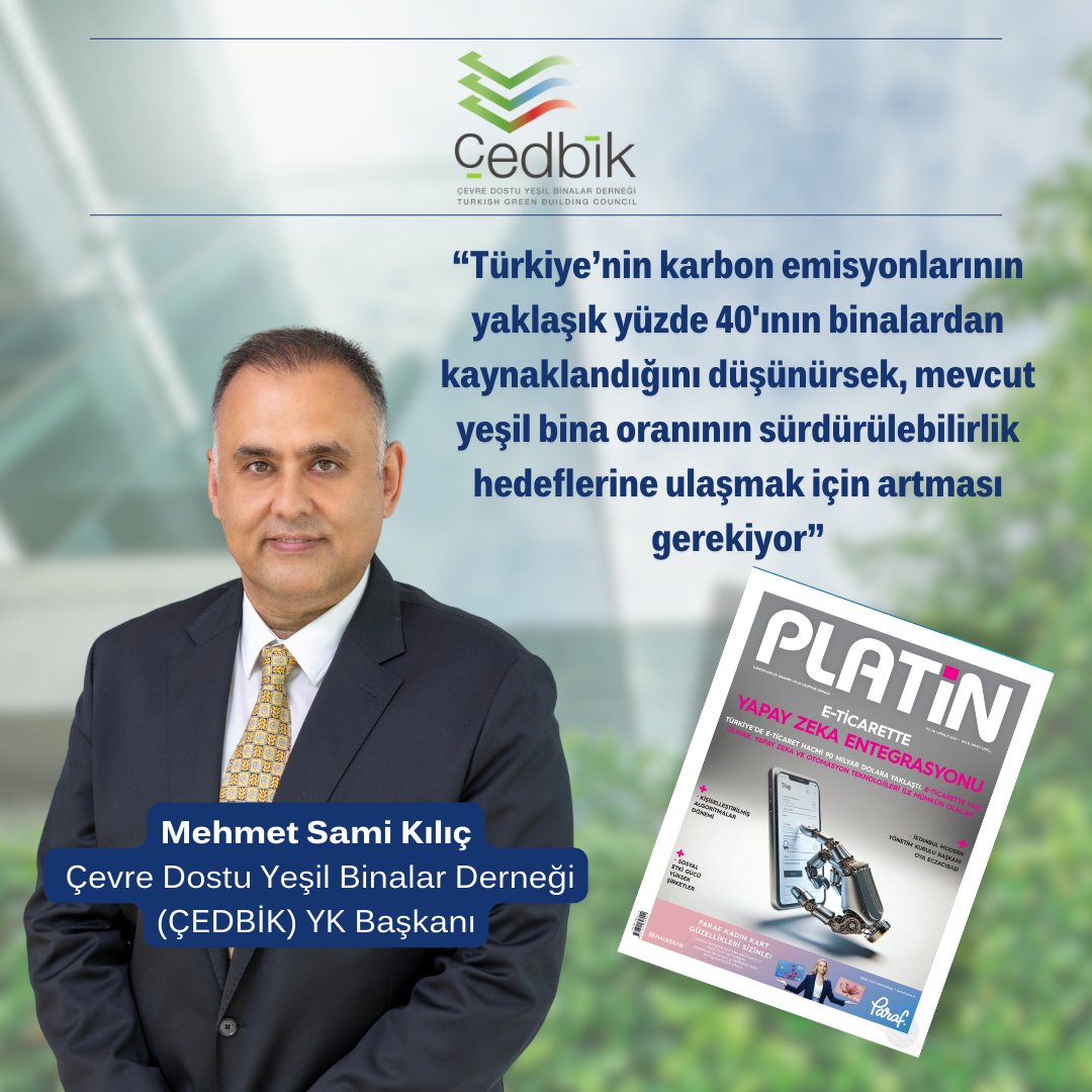 cedbik's tweet photo. Yönetim Kurulu Başkanımız Mehmet Sami Kılıç, başarıyla geçen "Uluslararası Yeşil Binalar ve Şehirler Zirvesi"ni Platin dergisinin Aralık sayısında değerlendirdi.

#insancayaşam #sıfırıninşası #çedbik #yeşilbinazirvesi @platindergisi https://t.co/kKXm5fvyC7