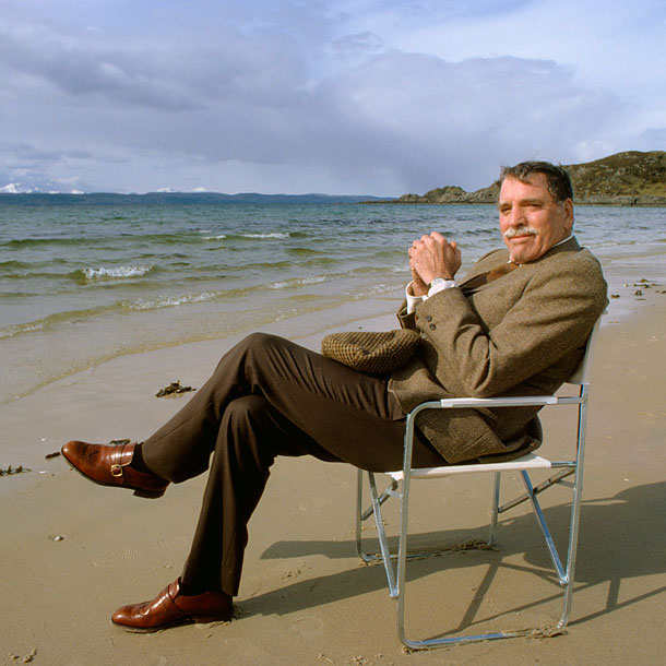 Burt Lancaster on Camusdarach Beach during the filming of Local Hero. (1982) Pic: David Steen.