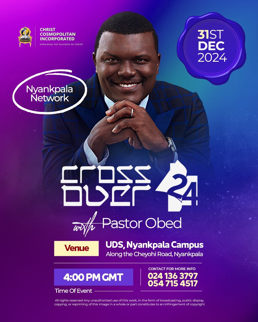 ChristCosmoInc's tweet photo. ONE NIGHT! MANY LOCATIONS! SAME GRACE!

We can’t wait to end the year in grand style!

Make an appointment with the Lord Jesus at #CROSSOVER2024 with PASTOR OBED! God surely has a life-changing package for you!

Our doors are open—JOIN US IN ANY OF OUR NETWORKS ACROSS THE COUNTRY https://t.co/eFkJl4WNlm
