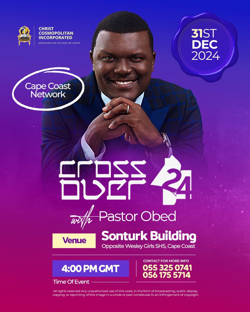 ChristCosmoInc's tweet photo. ONE NIGHT! MANY LOCATIONS! SAME GRACE!

We can’t wait to end the year in grand style!

Make an appointment with the Lord Jesus at #CROSSOVER2024 with PASTOR OBED! God surely has a life-changing package for you!

Our doors are open—JOIN US IN ANY OF OUR NETWORKS ACROSS THE COUNTRY https://t.co/eFkJl4WNlm